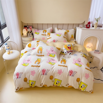 91家纺网 家纺一手货源 找家纺 （总）兄弟坊 2025新款正版授权卡通牛奶绒印花四件套