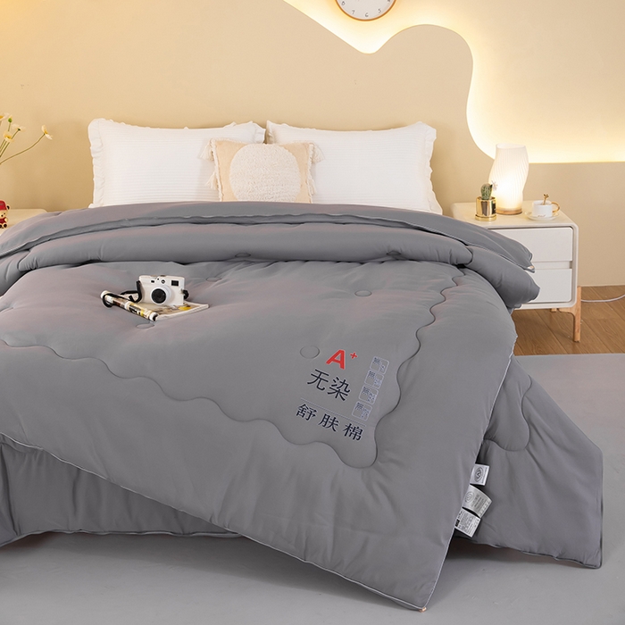 91家纺网 家纺一手货源 找家纺 梦莱家纺 2024新款立体双胎子母被拉链磨毛被冬被被子被芯 灰色