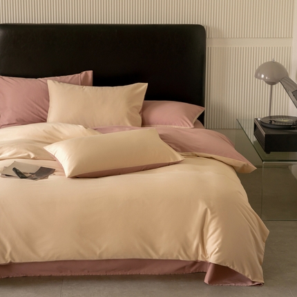 91家纺网 家纺一手货源 找家纺 云栖家居 2024全棉A类磨毛四件套 曲奇&藕肤色