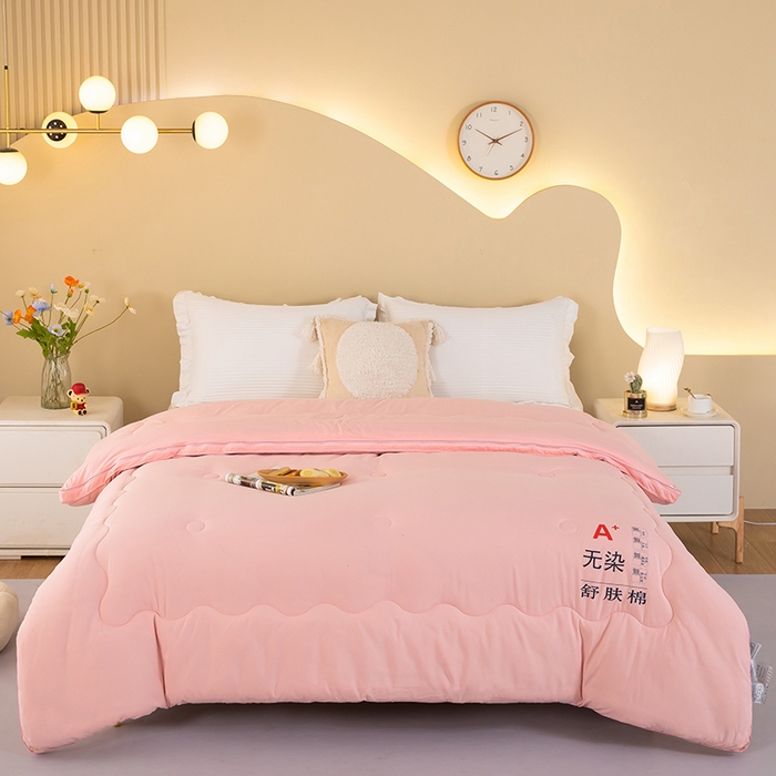 91家纺网 家纺一手货源 找家纺 梦莱家纺 2024新款立体双胎子母被拉链磨毛被冬被被子被芯 玉色