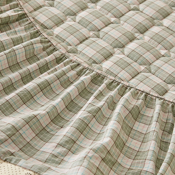 91家纺网 家纺一手货源 找家纺 迪乐妮家居 2024新款大床色织全棉夹棉床笠 经典格