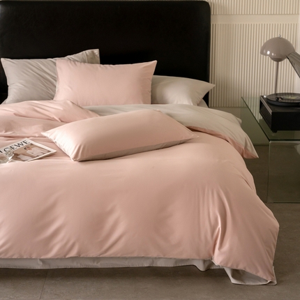 91家纺网 家纺一手货源 找家纺 云栖家居 2024全棉A类磨毛四件套 夹心粉&空气灰