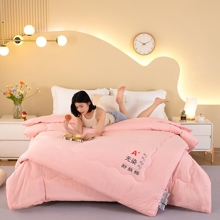 91家纺网 家纺一手货源 找家纺 梦莱家纺 2024新款立体双胎子母被拉链磨毛被冬被被子被芯 玉色