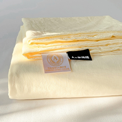 91家纺网 家纺一手货源 找家纺 优选 2025新款母婴级水洗棉床单三件套 水洗棉-奶黄