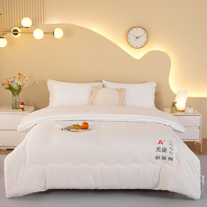 91家纺网 家纺一手货源 找家纺 梦莱家纺 2024新款立体双胎子母被拉链磨毛被冬被被子被芯 白色