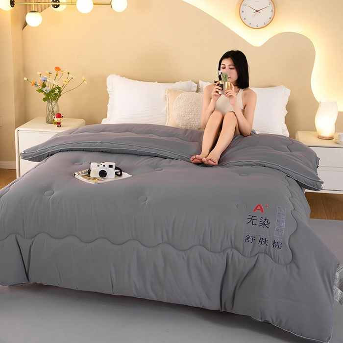 91家纺网 家纺一手货源 找家纺 梦莱家纺 2024新款立体双胎子母被拉链磨毛被冬被被子被芯 灰色