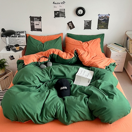 91家纺网 家纺一手货源 找家纺 （总）优卡迪家纺馆 2024新款水洗棉105克纯色双拼四件套系列（下载文件夹包含买家秀）