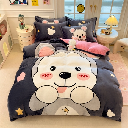 91家纺网 家纺一手货源 找家纺 （总）兄弟坊 2025新款正版授权大版牛奶绒卡通四件套