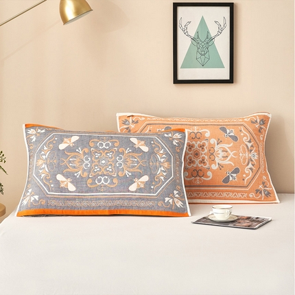 91家纺网 家纺一手货源 找家纺 （总）朴尔家纺-毛巾被 2024新款全棉四层纱布休闲枕巾 53*78cm一对