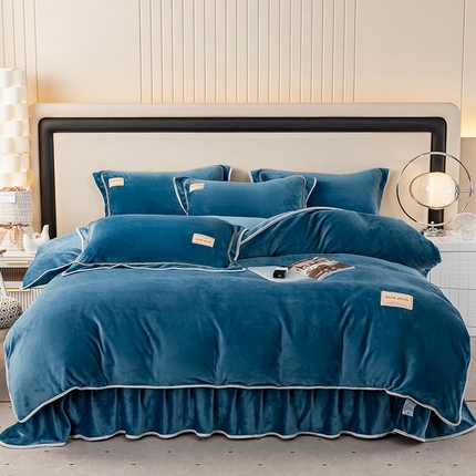 91家纺网 家纺一手货源 找家纺 （总）博兰蒂 2025秋冬新款高克重纯色牛奶绒床裙款四件套