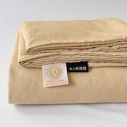 优选良品 2025新款母婴级水洗棉床单三件套 水洗棉-奶杏