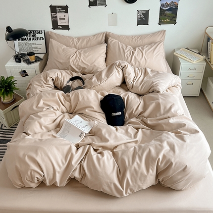 91家纺网 家纺一手货源 找家纺 （总）优卡迪家纺馆 2024新款水洗棉105克纯色双拼四件套系列（下载文件夹包含买家秀）