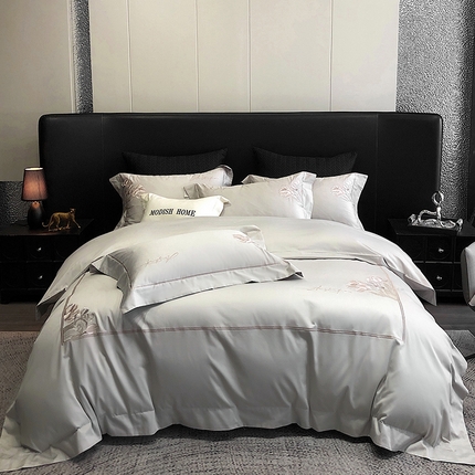 91家纺网 家纺一手货源 找家纺 玖玖爱家纺 2024新款100支双股四件套-凯琳 凯琳-灰