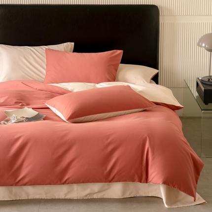 云栖家居 2024全棉A类磨毛四件套 珊瑚红&马卡龙
