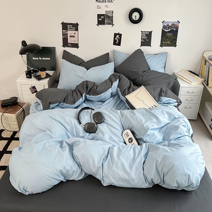 91家纺网 家纺一手货源 找家纺 （总）优卡迪家纺馆 2024新款水洗棉105克纯色双拼四件套系列（下载文件夹包含买家秀）