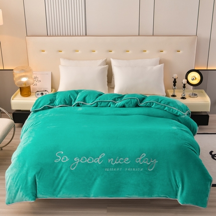 91家纺网 家纺一手货源 找家纺 居尚家纺 2025新款加厚牛奶绒刺绣单被套系列 湖蓝