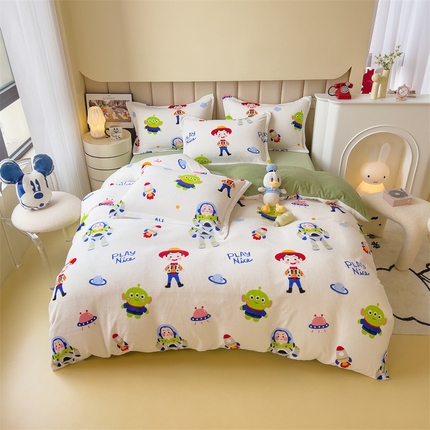 91家纺网 家纺一手货源 找家纺 （总）兄弟坊 2025新款正版授权卡通牛奶绒印花四件套