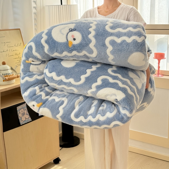 91家纺网 家纺一手货源 找家纺 川悦生活 2024新款雪花绒印花四件套-自然光 快乐鸭鸭