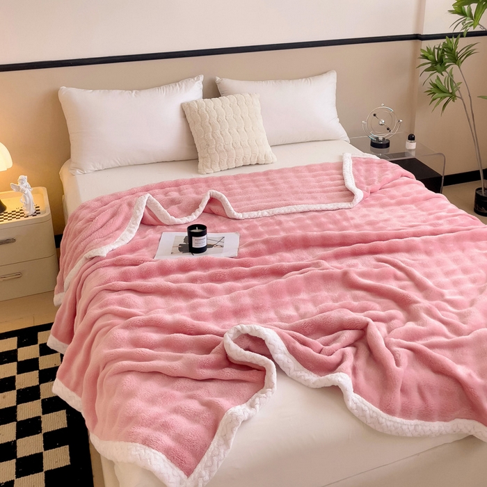 91家纺网 家纺一手货源 找家纺 佳居缘 2024新款亲肤舒适纯色兔毛绒毯毛毯毯子 贵族粉