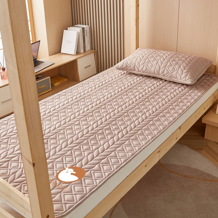 91家纺网 家纺一手货源 找家纺 卡派 2024新款水洗棉羊毛床褥（富贵竹）单人床 富贵竹-卡其