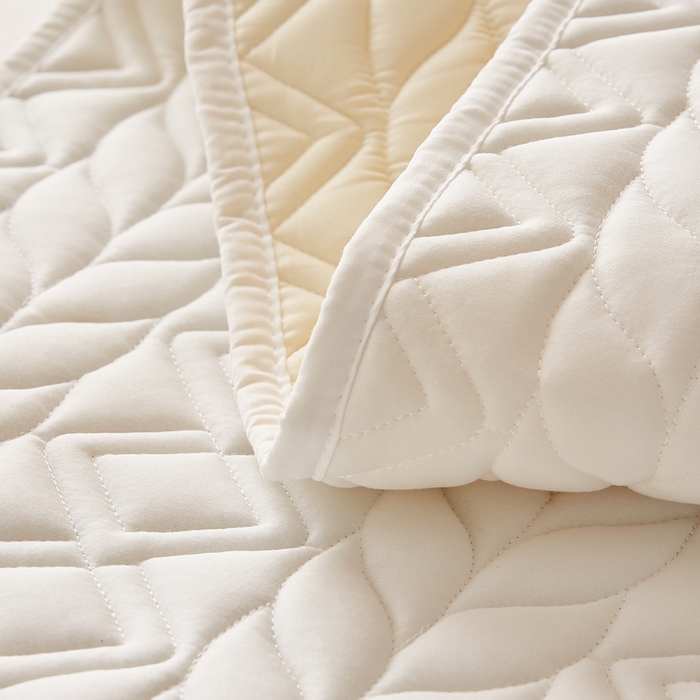 91家纺网 家纺一手货源 找家纺 卡派 2024新款水洗棉羊毛床褥（富贵竹）单人床 富贵竹-白