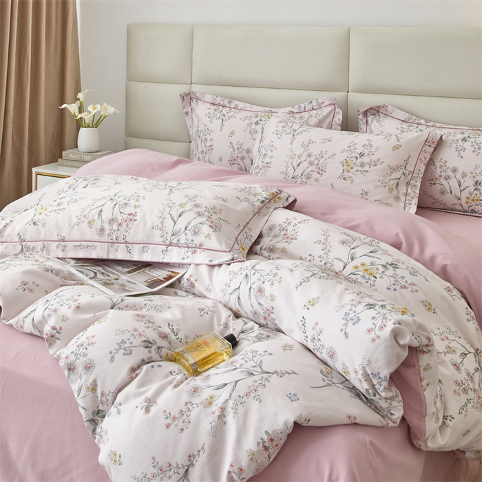 91家纺网 家纺一手货源 找家纺 曼秀琳 2024新款全棉超柔生态磨毛四件套（32*21支） 静香-粉