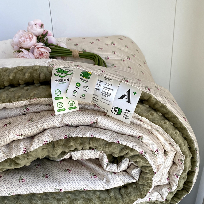 91家纺网 家纺一手货源 找家纺 2025新款秋冬季棉加豆豆绒法式花边款豆豆被被芯 江南