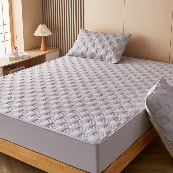 91家纺网 家纺一手货源 找家纺 卡派 2024新款布拉格水洗棉夹棉加厚床笠大床 布拉格-灰