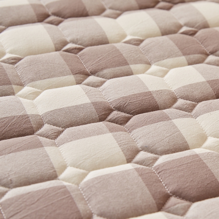 91家纺网 家纺一手货源 找家纺 卡派 2024新款色织全棉夹棉床笠(无印家居风） 大灰格