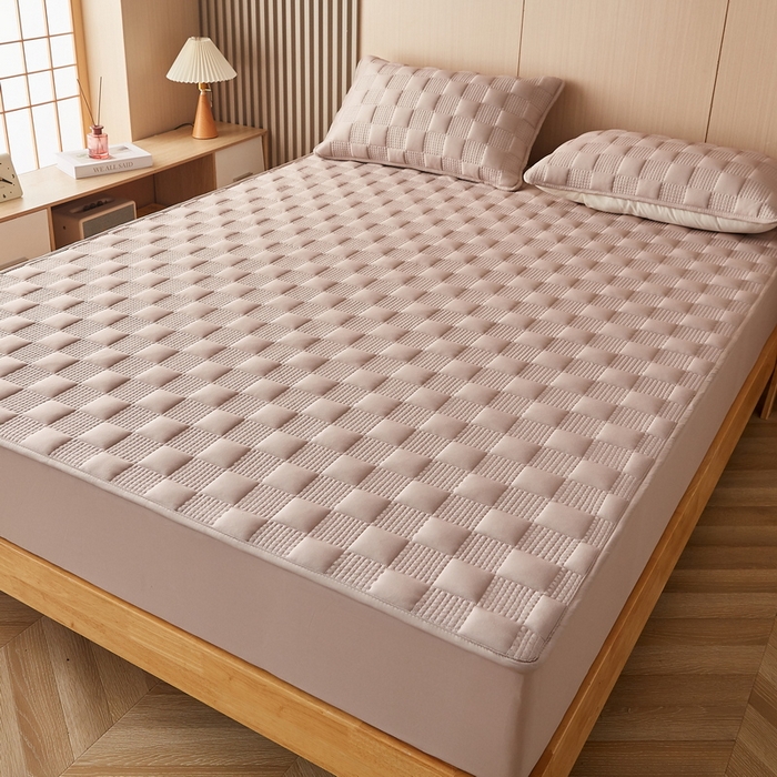 91家纺网 家纺一手货源 找家纺 卡派 2024新款布拉格水洗棉夹棉加厚床笠大床 布拉格-卡其