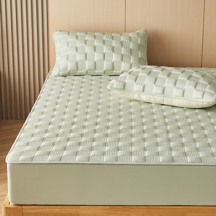 91家纺网 家纺一手货源 找家纺 卡派 2024新款布拉格水洗棉夹棉加厚床笠大床 布拉格-果绿