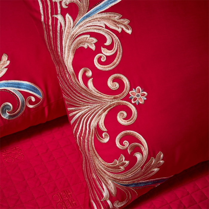 91家纺网 家纺一手货源 找家纺 宏羽纺家纺 2024新款高支高密纯棉提花婚庆套件系列（控价680）升龙祥凤