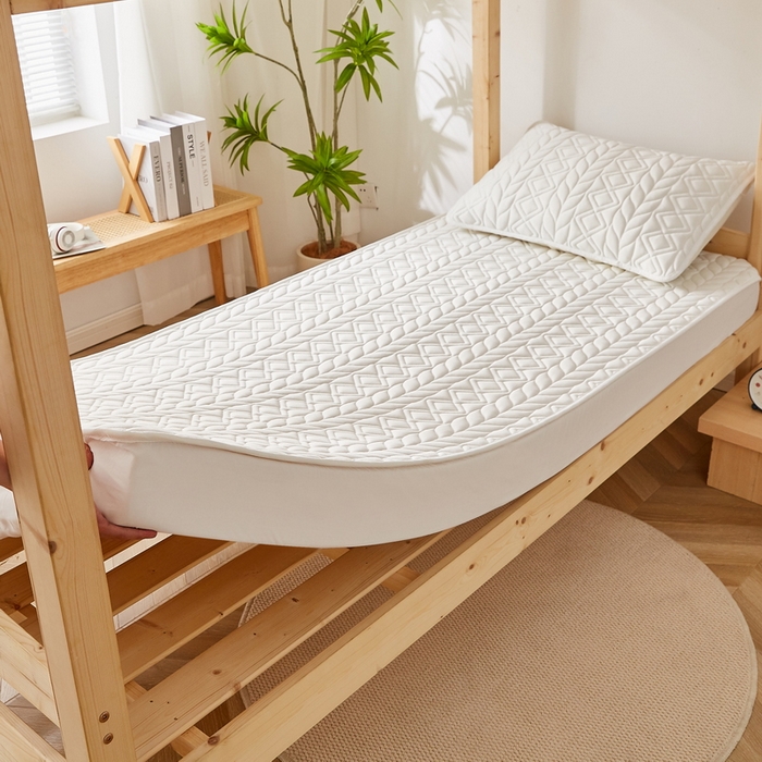 91家纺网 家纺一手货源 找家纺 卡派 2024新款水洗棉羊毛床笠（富贵竹）单人床 富贵竹-白