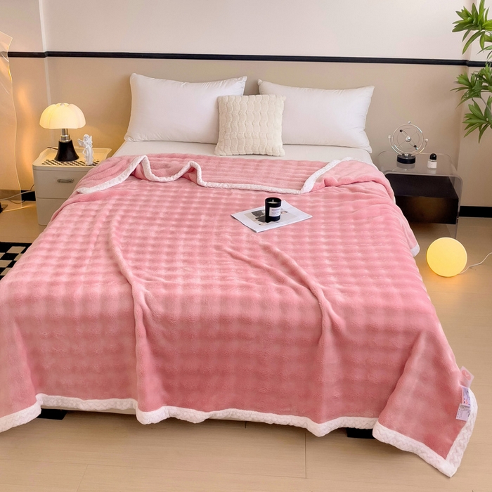 91家纺网 家纺一手货源 找家纺 佳居缘 2024新款亲肤舒适纯色兔毛绒毯毛毯毯子 贵族粉