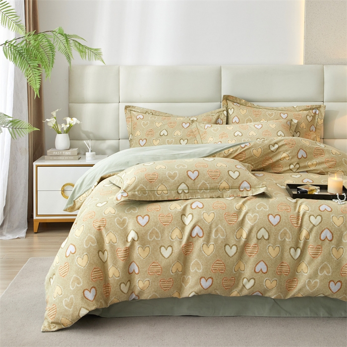 91家纺网 家纺一手货源 找家纺 曼秀琳 2024新款全棉超柔生态磨毛四件套（32*21支） 怦然心动-绿