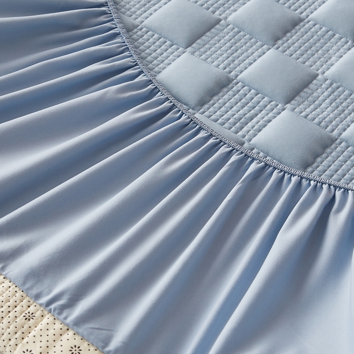 91家纺网 家纺一手货源 找家纺 卡派 2024新款布拉格水洗棉夹棉加厚床笠大床 布拉格-蓝灰