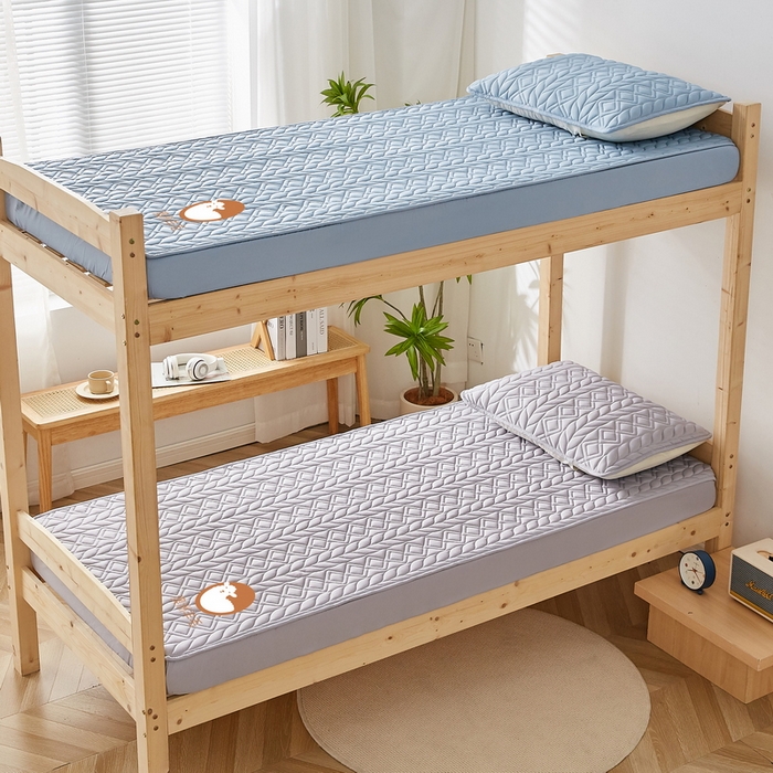 91家纺网 家纺一手货源 找家纺 卡派 2024新款水洗棉羊毛床笠（富贵竹）单人床 富贵竹-灰