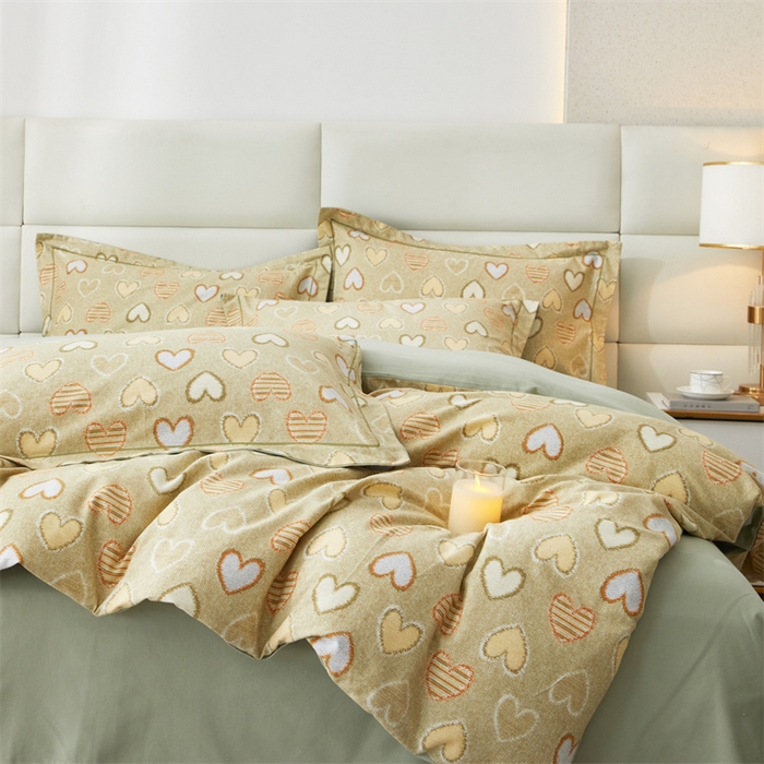 91家纺网 家纺一手货源 找家纺 曼秀琳 2024新款全棉超柔生态磨毛四件套（32*21支） 怦然心动-绿