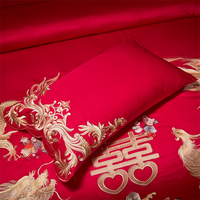 91家纺网 家纺一手货源 找家纺 宏羽纺家纺 2024新款高支高密纯棉提花婚庆套件系列（控价680）盛世祥瑞