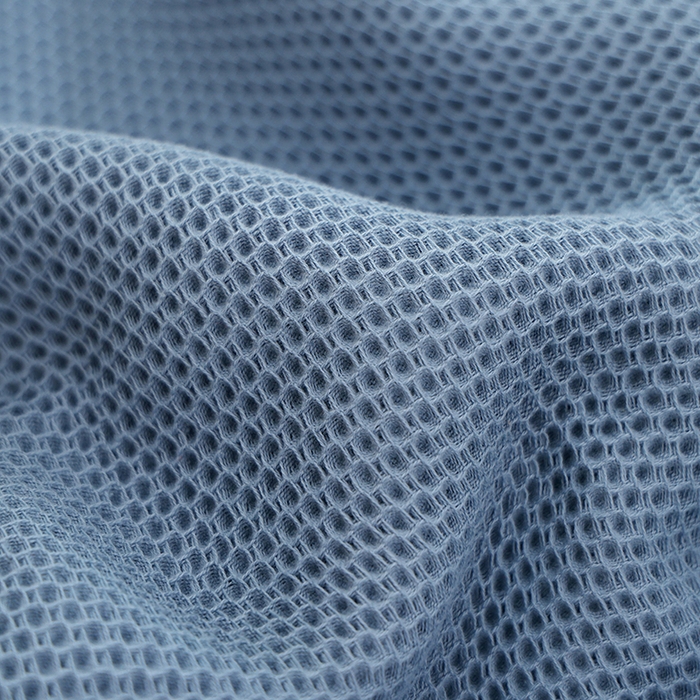 91家纺网 家纺一手货源 找家纺 2024新款北欧风素色布标全棉蜂窝华夫格透气枕巾52*78cm一对 北欧风-蓝