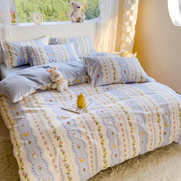 91家纺网 家纺一手货源 找家纺 金鑫汇家纺 2024新款印花四件套 梨园花香