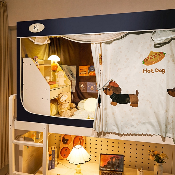 91家纺网 家纺一手货源 找家纺 安金蚊帐 2024新款99%强遮光逐梦空间宿舍上下铺蚊帐 腊肠狗