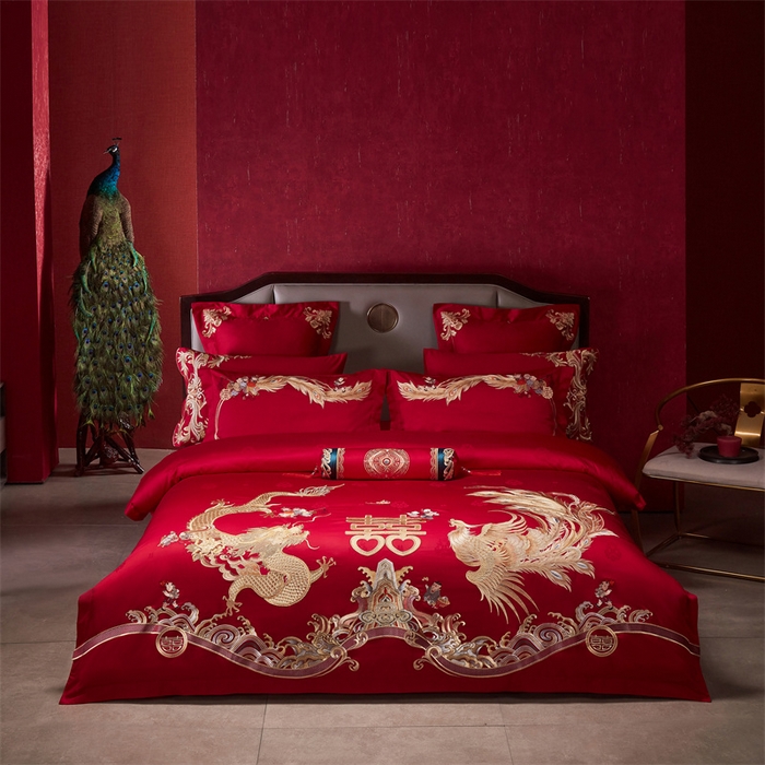 91家纺网 家纺一手货源 找家纺 宏羽纺家纺 2024新款高支高密纯棉提花婚庆套件系列（控价680）盛世祥瑞