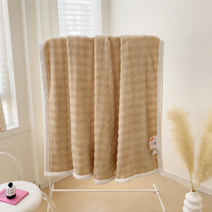 91家纺网 家纺一手货源 找家纺 佳居缘 2024新款亲肤舒适纯色兔毛绒毯毛毯毯子 卡其色