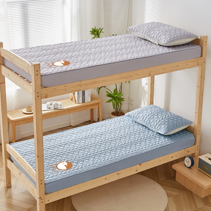 91家纺网 家纺一手货源 找家纺 卡派 2024新款水洗棉羊毛床笠（富贵竹）单人床 富贵竹-蓝灰