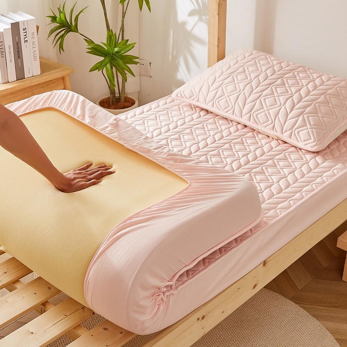 91家纺网 家纺一手货源 找家纺 卡派 2024新款水洗棉羊毛床笠（富贵竹）单人床 富贵竹-玉