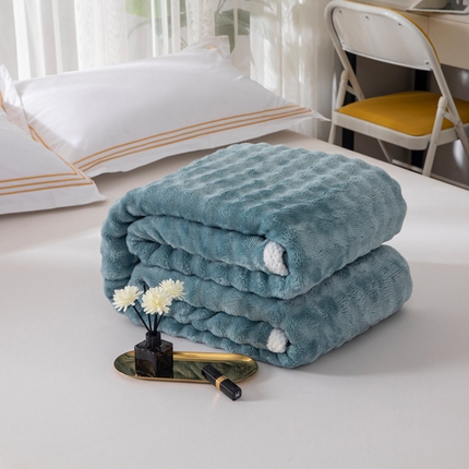 2025新款魔法大泡泡绒法兰绒毛毯多功能盖毯 蓝色