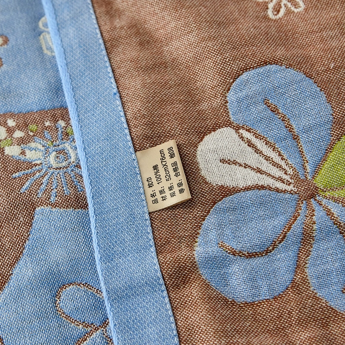 91家纺网 家纺一手货源 找家纺 2024新款素雅系列全棉系列四层纱布枕巾52*78cm一对 鹿鹿花开-蓝