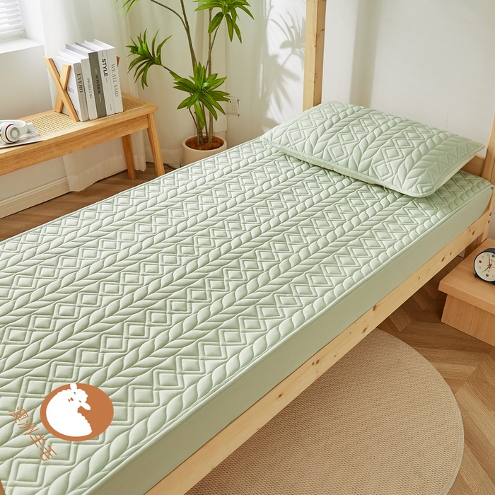 91家纺网 家纺一手货源 找家纺 卡派 2024新款水洗棉羊毛床笠（富贵竹）单人床 富贵竹-果绿