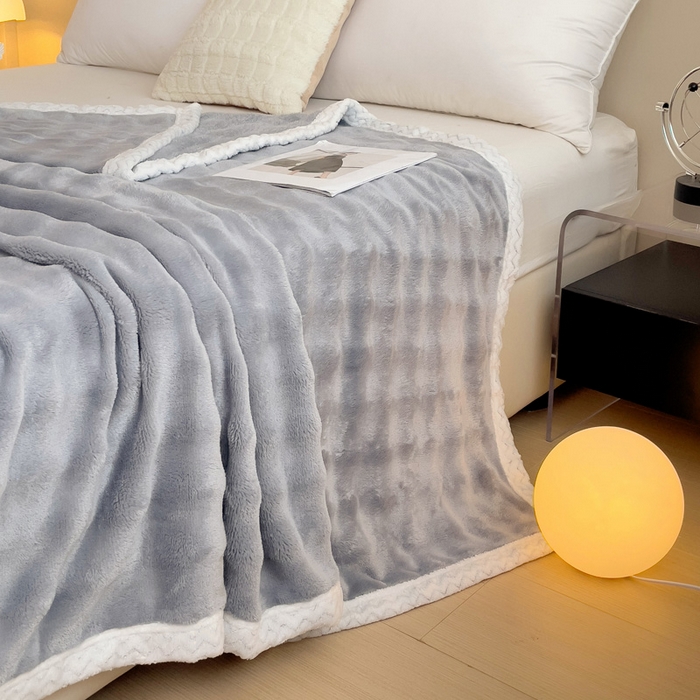 91家纺网 家纺一手货源 找家纺 佳居缘 2024新款亲肤舒适纯色兔毛绒毯毛毯毯子 时尚灰